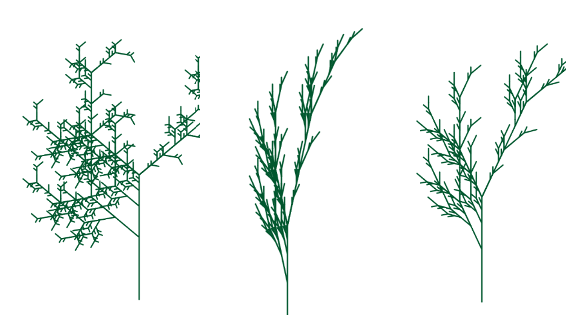 verschiedene mit einem L-System generierte Pflanzen