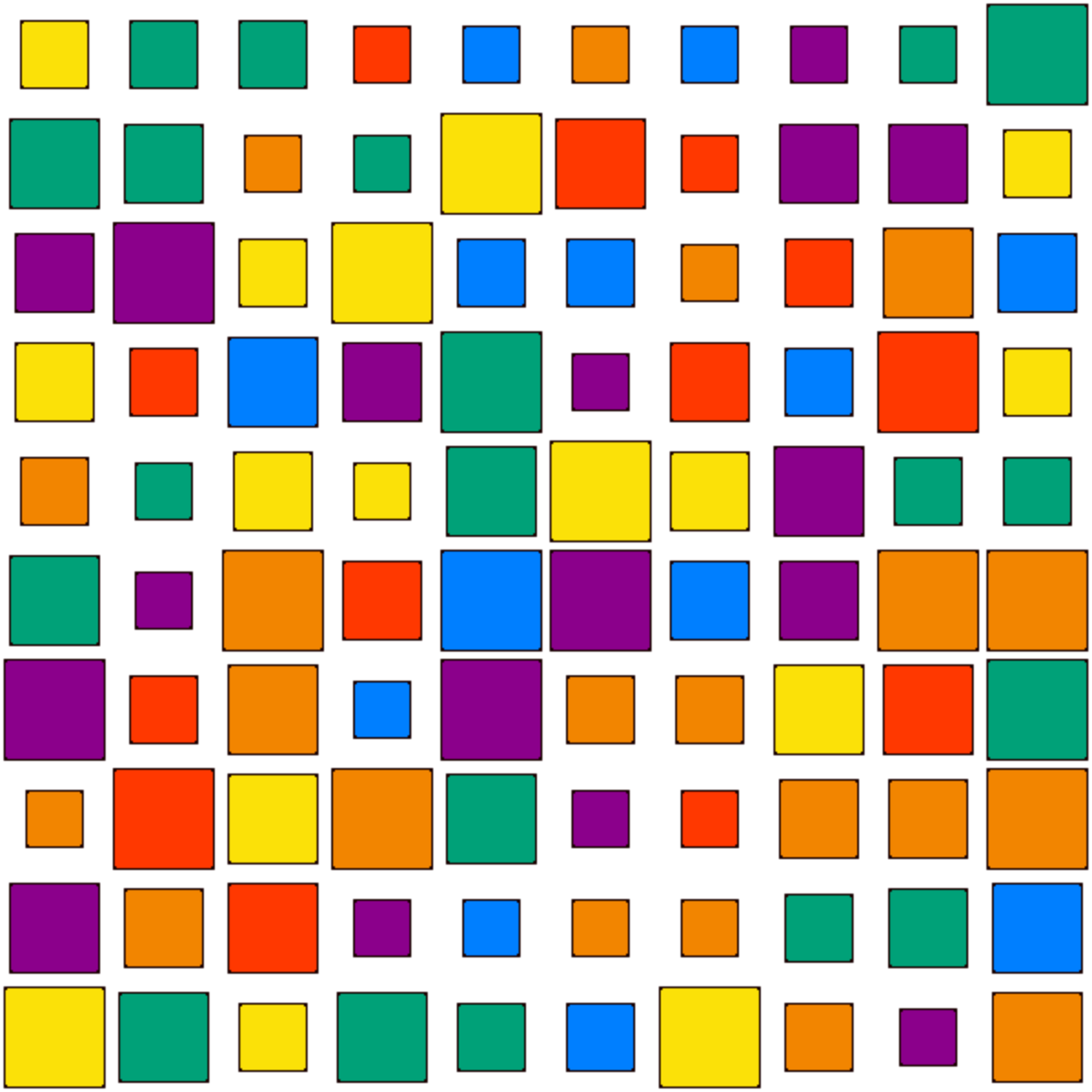 Quadrate unterschiedlicher Grössen und Farben